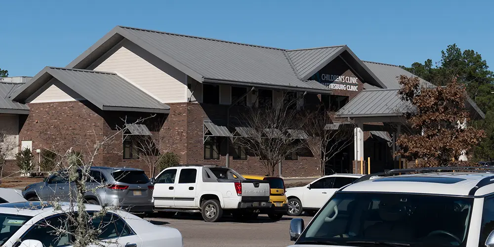 Exterior of Children's Clinic in Hattiesburg, which also houses Immediate Care for children and Pediatric Gastroenterology