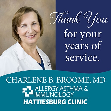 Charlene B. Broome, MD retires from Hattiesburg Clinic Allergy, Asthma & Immunology