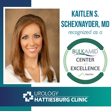 Kaitlen S. Schexnayder, MD, with Hattiesburg Clinic Urology, recognized as a Boston Scientific Bulkamid Center of Excellence