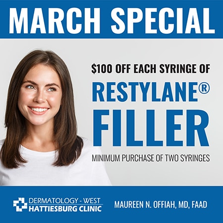 Hattiesburg Clinic Dermatology - West offers filler march special