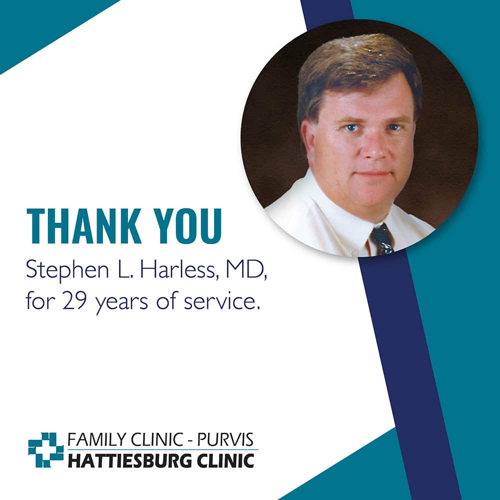 Stephen L. Harless, MD, retires after 29 years of service