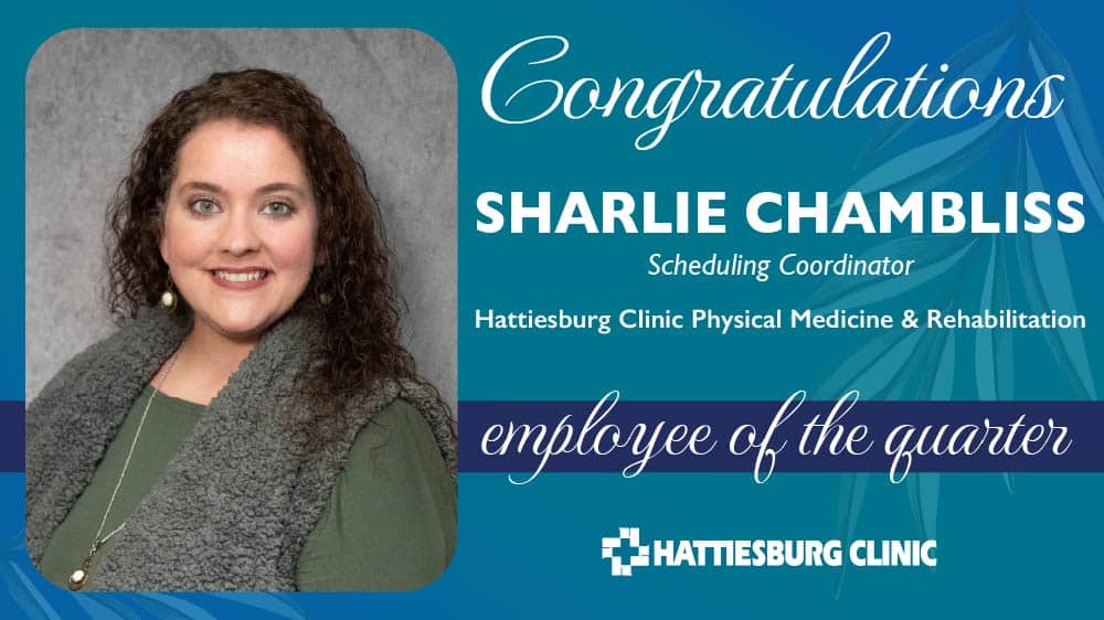 Congratulations to Sharlie Chambliss, Employee of the Quarter